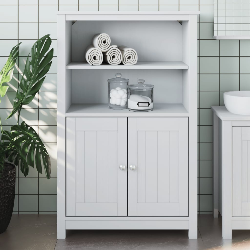 Bathroom Cabinet BERG White 69.5x34x110 cm Solid Pine