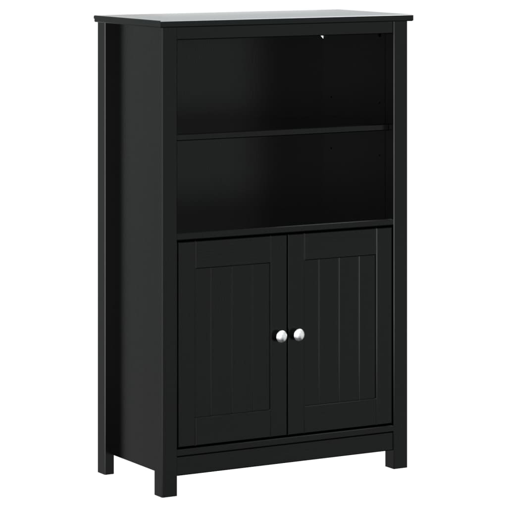 Bathroom Cabinet BERG Black 69.5x34x110 cm Solid Pine