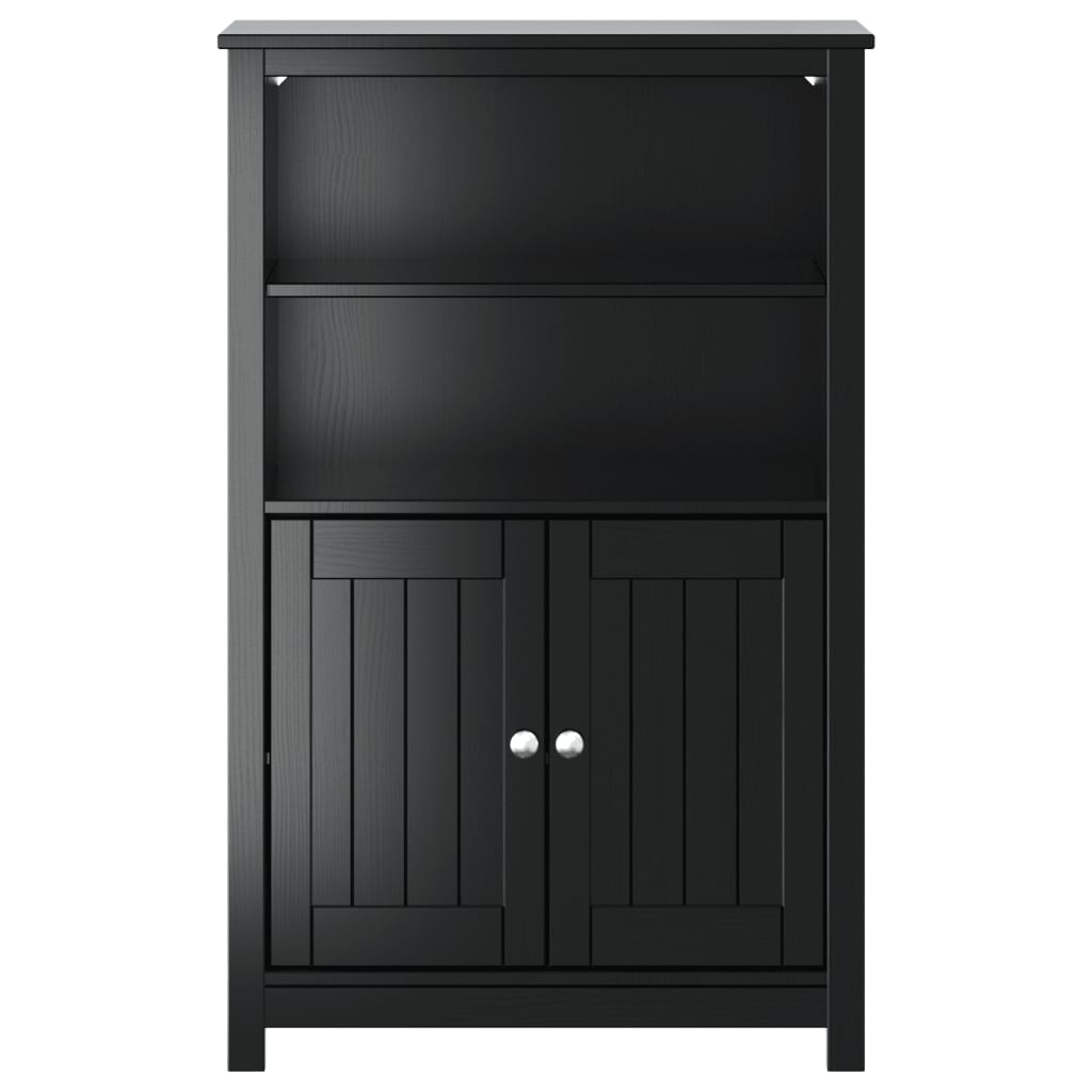 Bathroom Cabinet BERG Black 69.5x34x110 cm Solid Pine