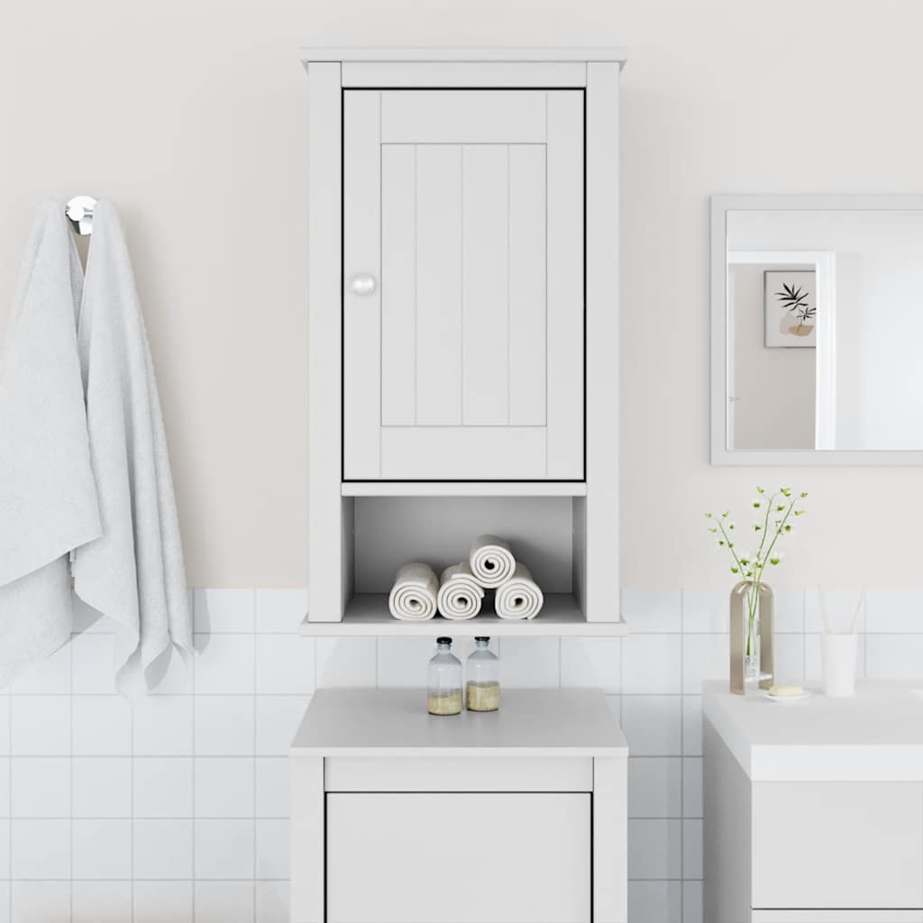 Bathroom wall cabinet BERG White 40x27x71.5 cm solid pine wood