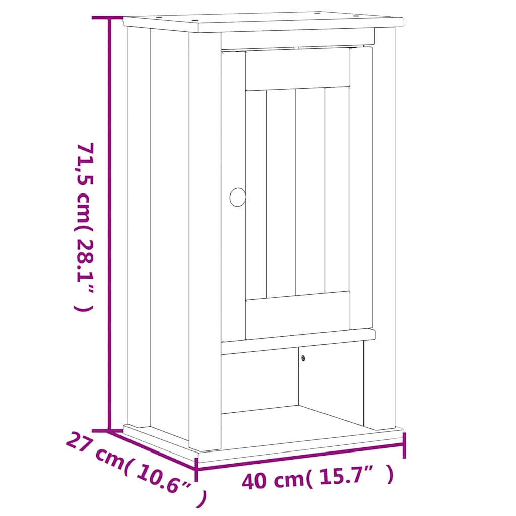 Bathroom wall cabinet BERG White 40x27x71.5 cm solid pine wood