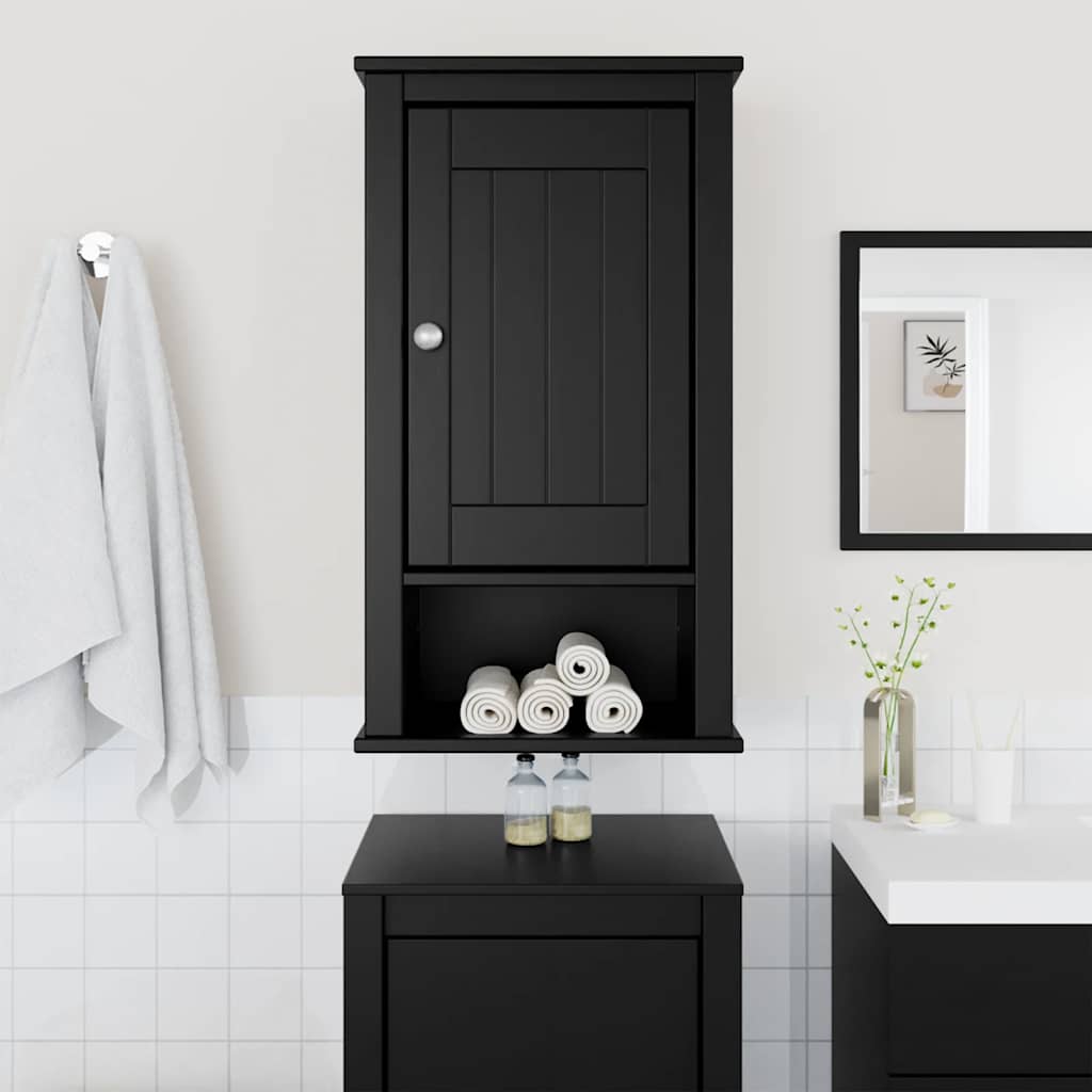 Bathroom wall cabinet BERG Black 40x27x71.5 cm solid pine