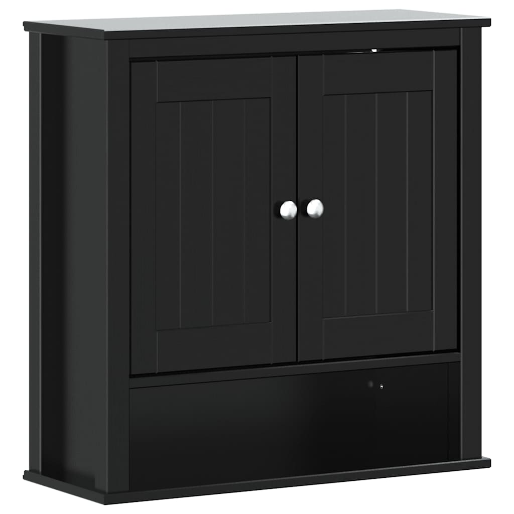 Bathroom Wall Cabinet BERG Black 69.5x27x71.5 cm Solid Wood