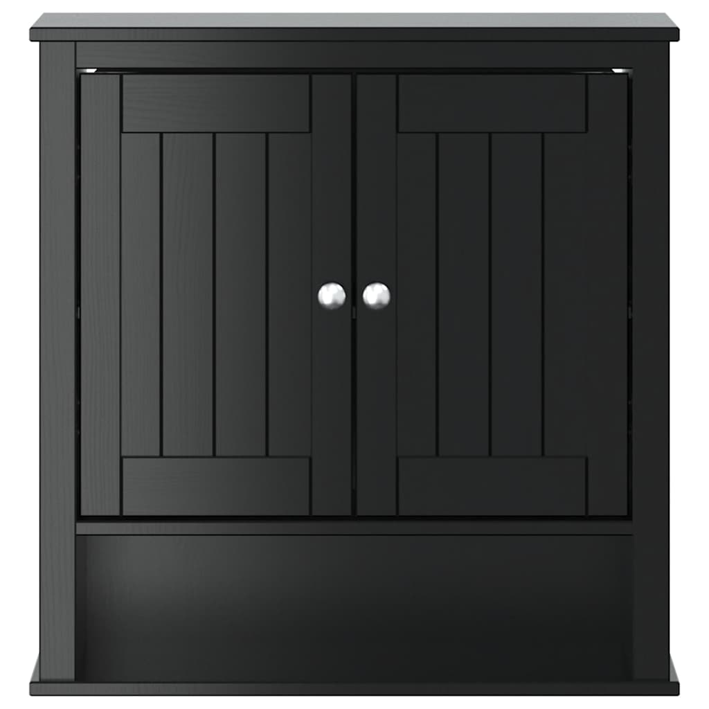 Bathroom Wall Cabinet BERG Black 69.5x27x71.5 cm Solid Wood