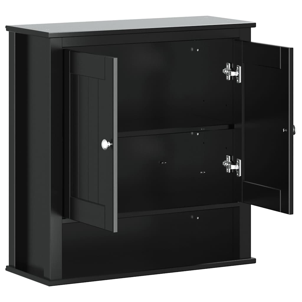 Bathroom Wall Cabinet BERG Black 69.5x27x71.5 cm Solid Wood