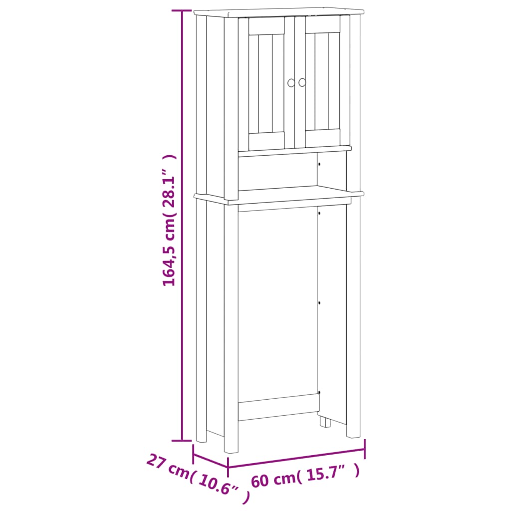 Toilet cabinet BERG White 60x27x164.5 cm solid wood