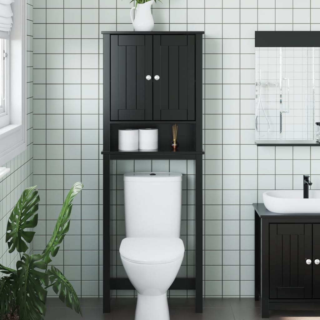 Toilet cabinet BERG Black 60x27x164.5 cm solid wood