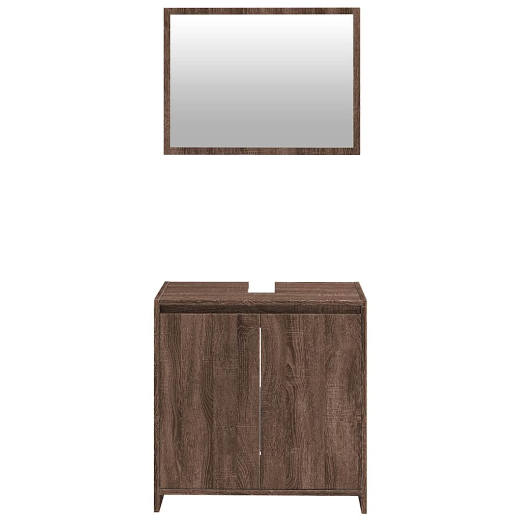 2-piece bathroom furniture set brown oak look wood material