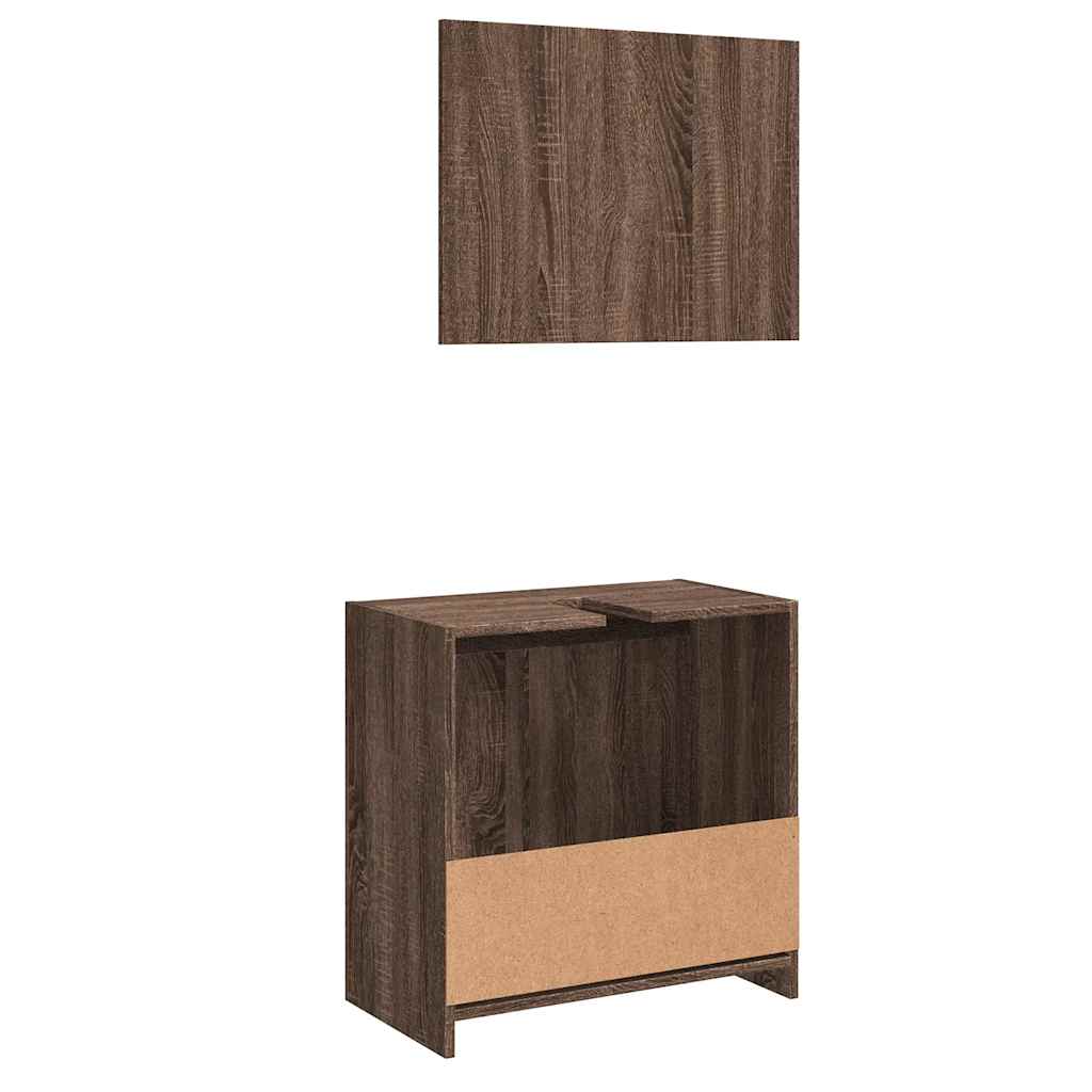 2-piece bathroom furniture set brown oak look wood material