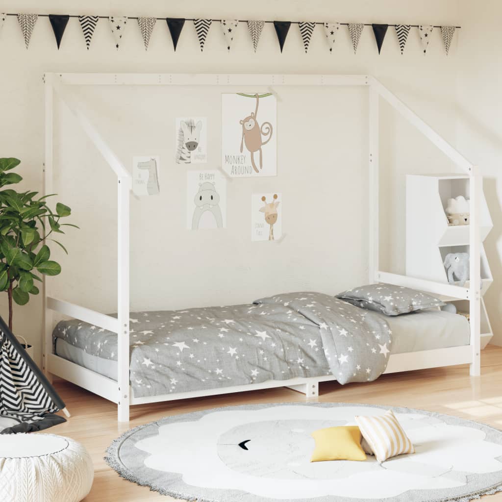 Children's bed white 90x200 cm solid pine wood