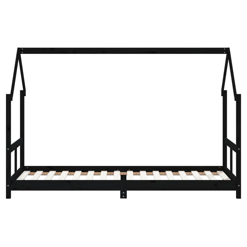 Children's bed black 80x200 cm solid pine wood