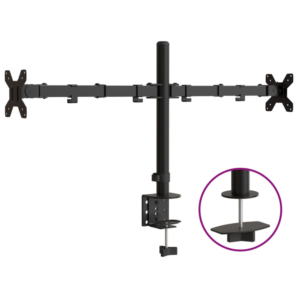 Desk mount for 2 monitors Black Steel VESA 75/100 mm