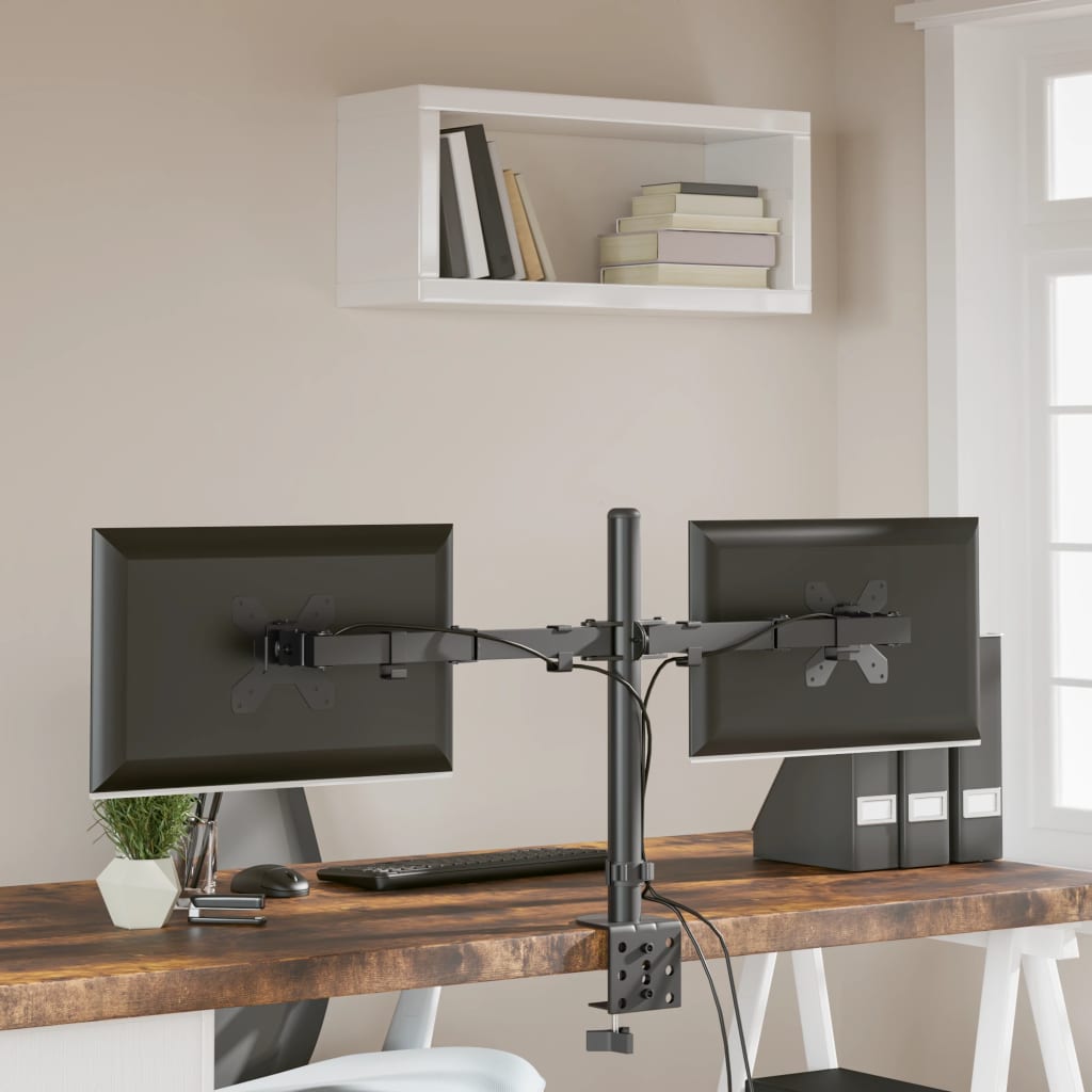 Desk mount for 2 monitors Black Steel VESA 75/100 mm