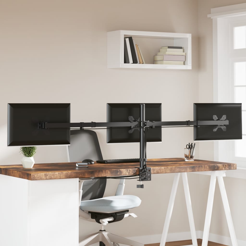 Desk mount for 3 monitors Black Steel VESA 75/100 mm