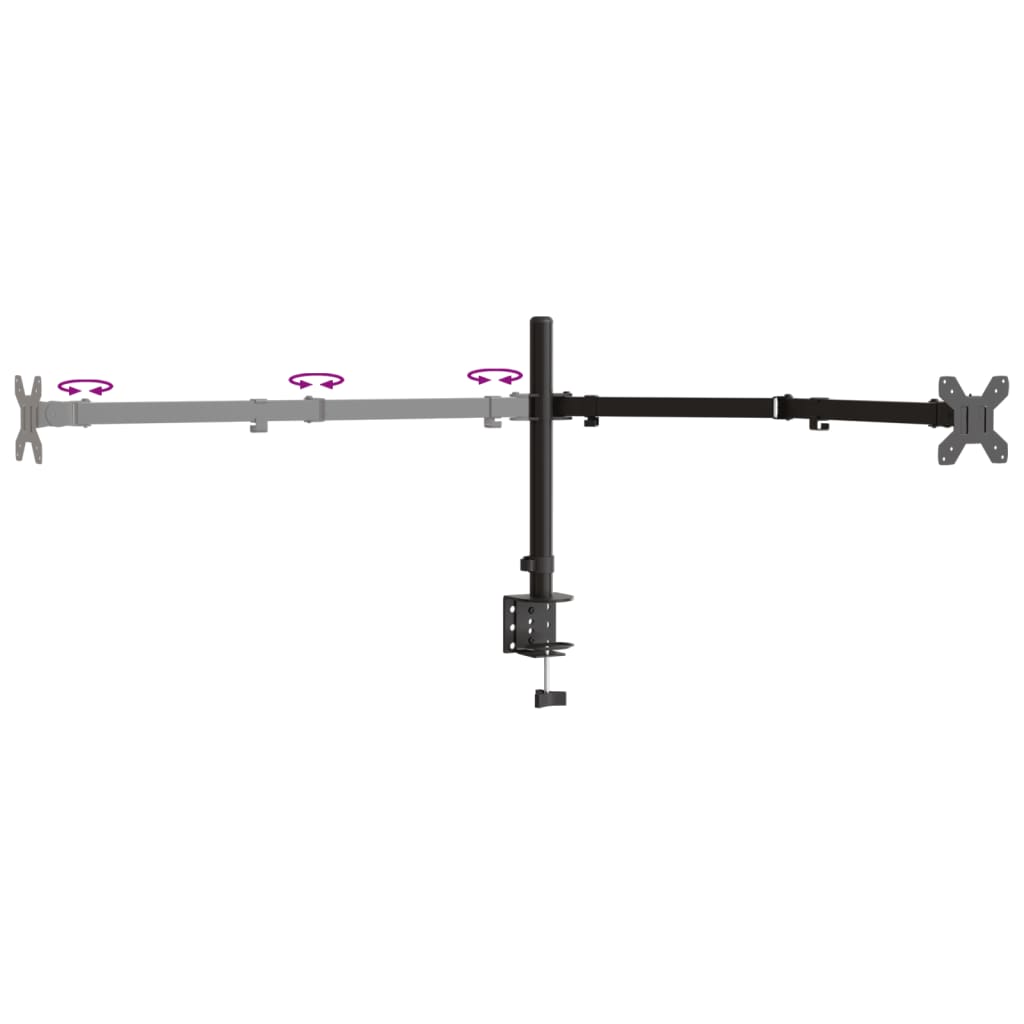 Desk mount for 3 monitors Black Steel VESA 75/100 mm