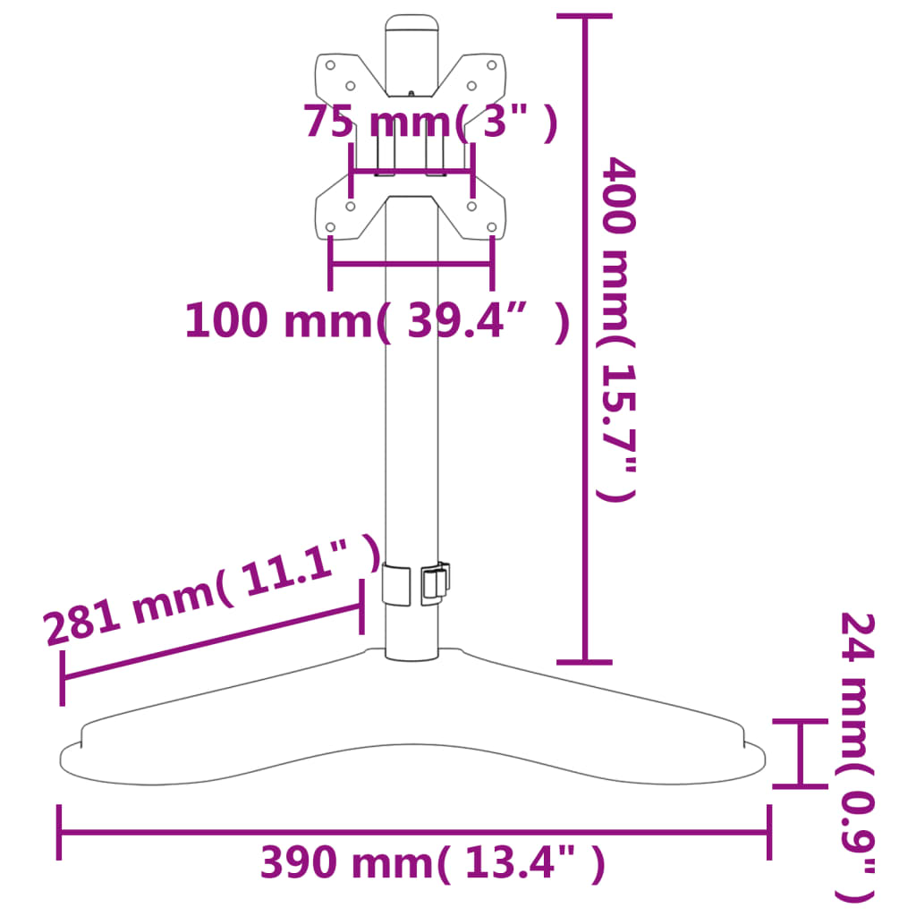 Monitor Mount Black Steel VESA 75/100 mm