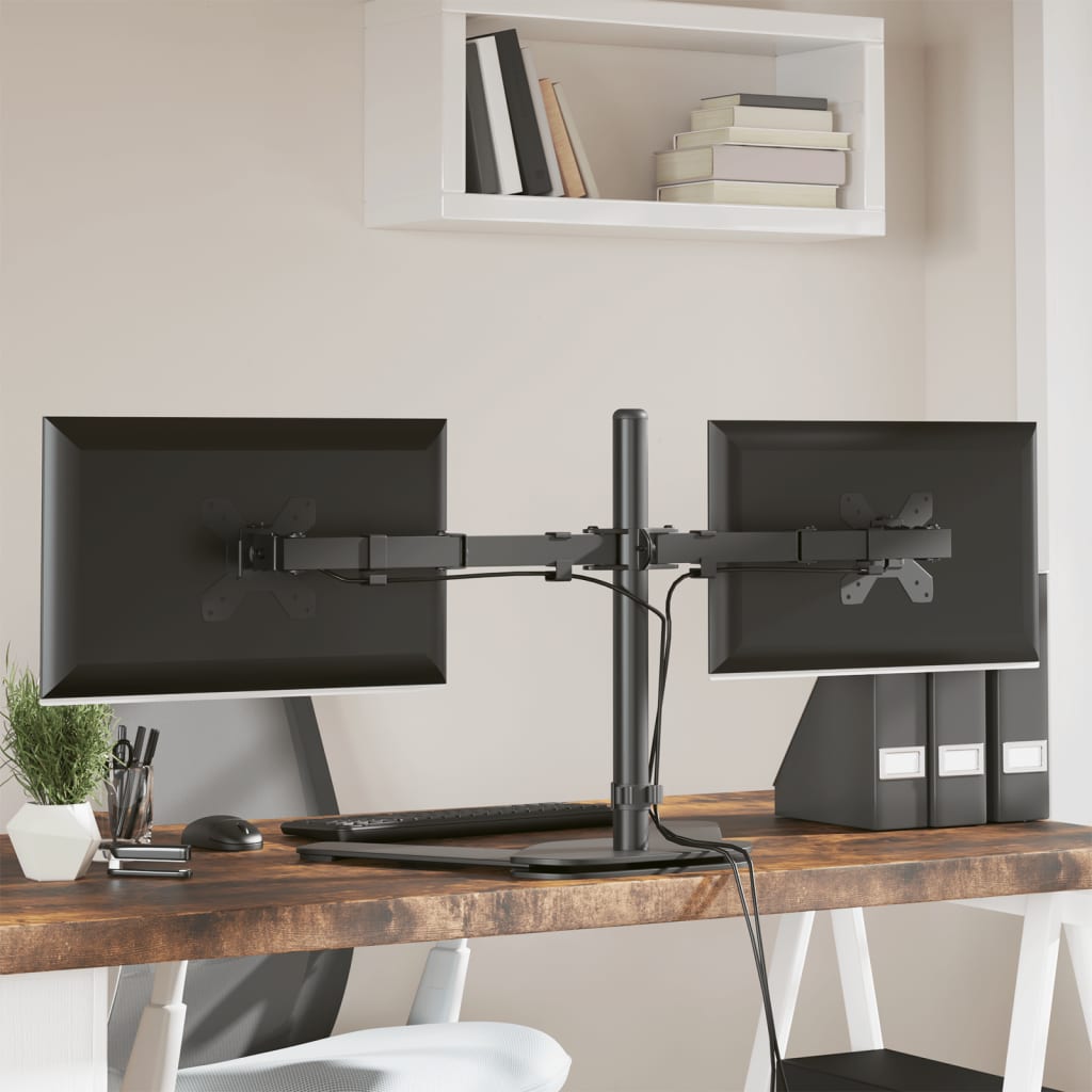 Desk mount for 2 monitors Black Steel VESA 75/100 mm