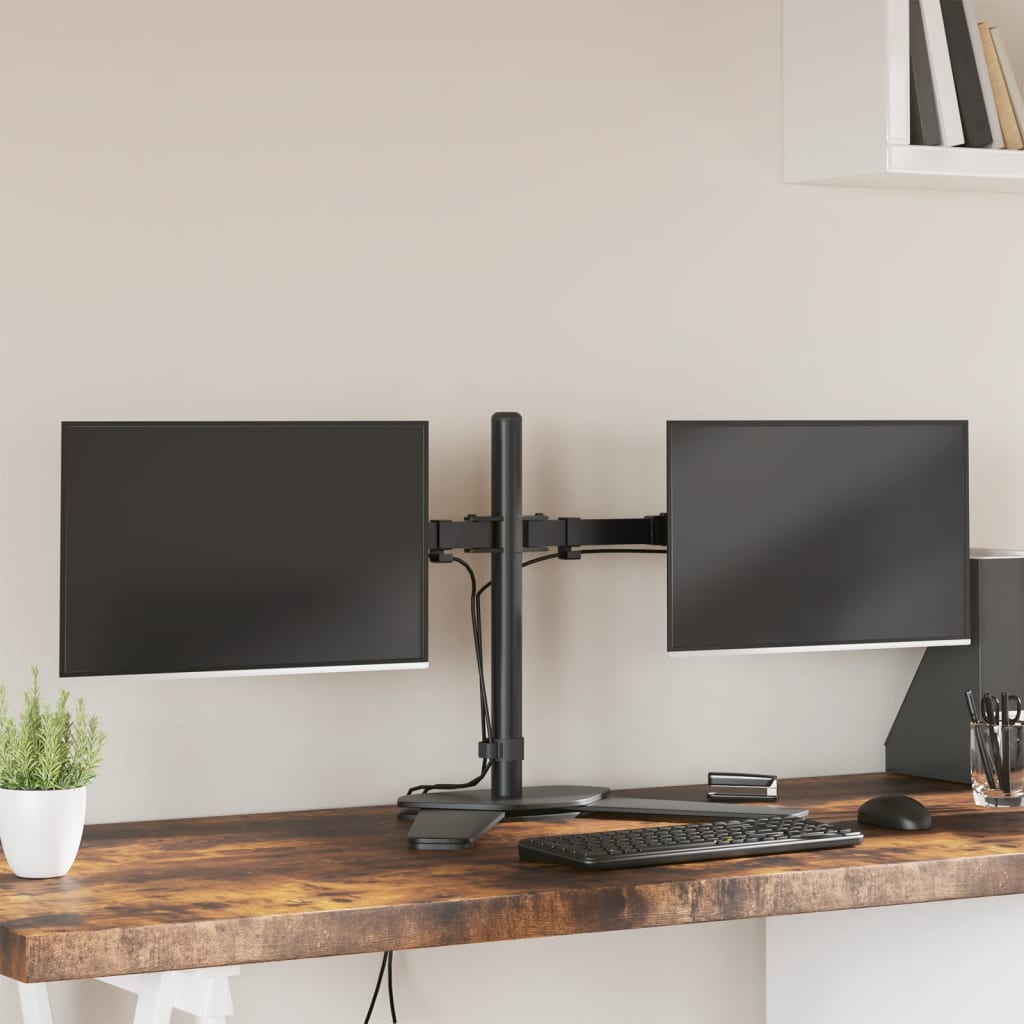 Desk mount for 2 monitors Black Steel VESA 75/100 mm