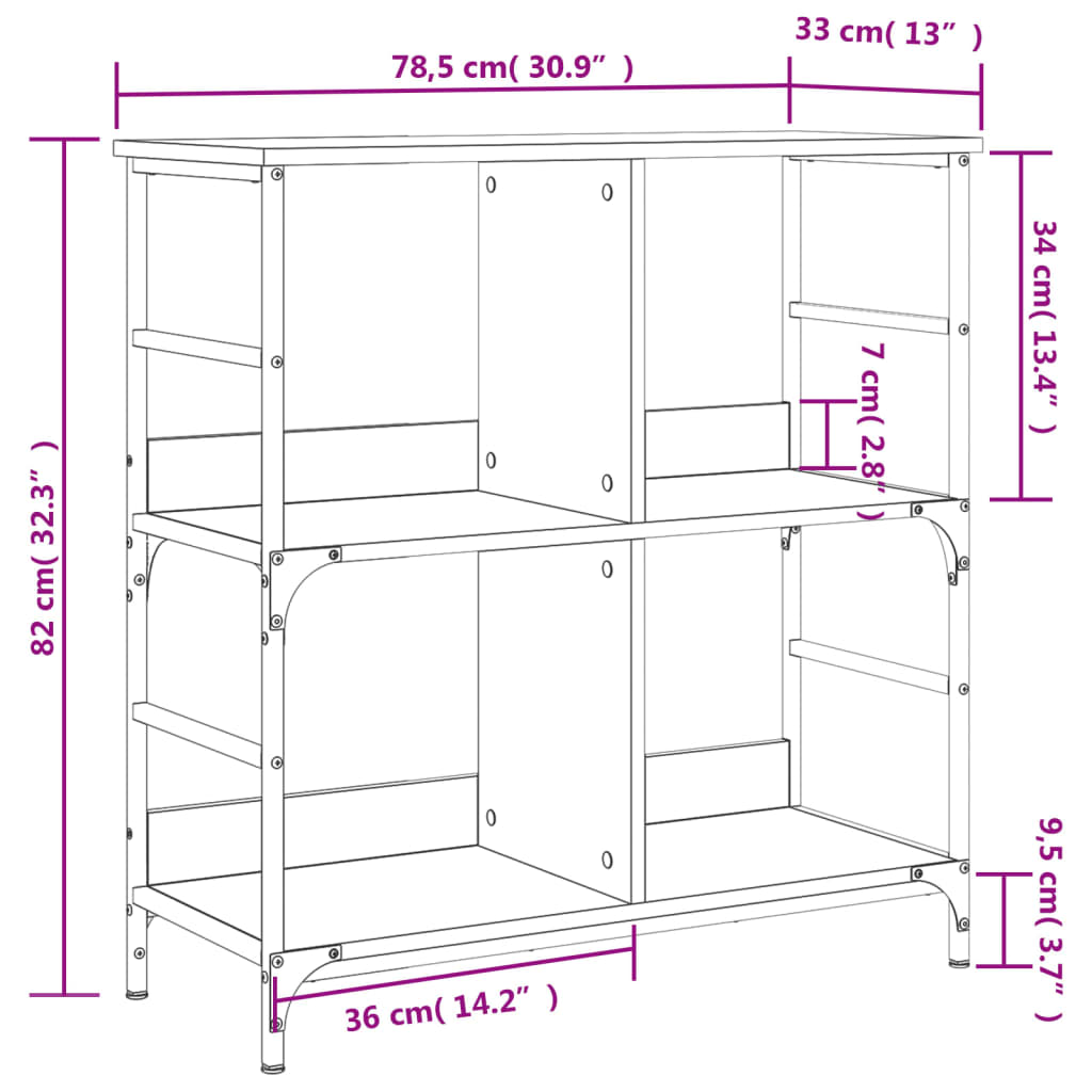 Bookshelf Sonoma Oak 78.5x33x82 cm Wood Material