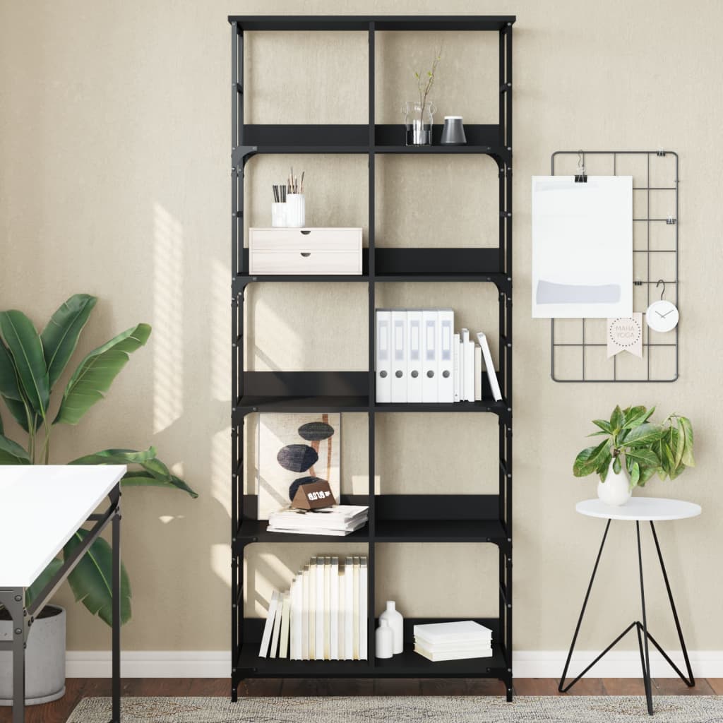 Bookshelf Black 78.5x33x188.5 cm Wood Material