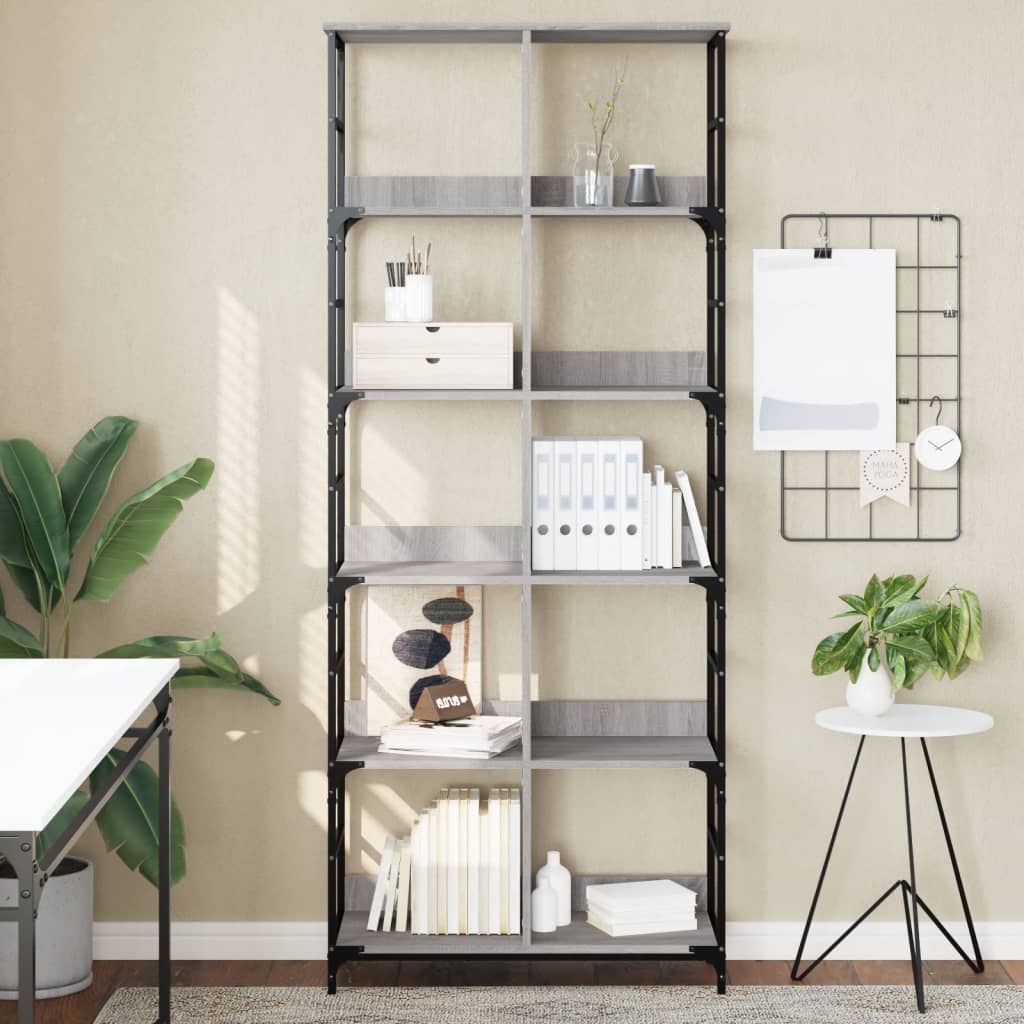 Bookshelf Gray Sonoma 78.5x33x188.5 cm Wood Material