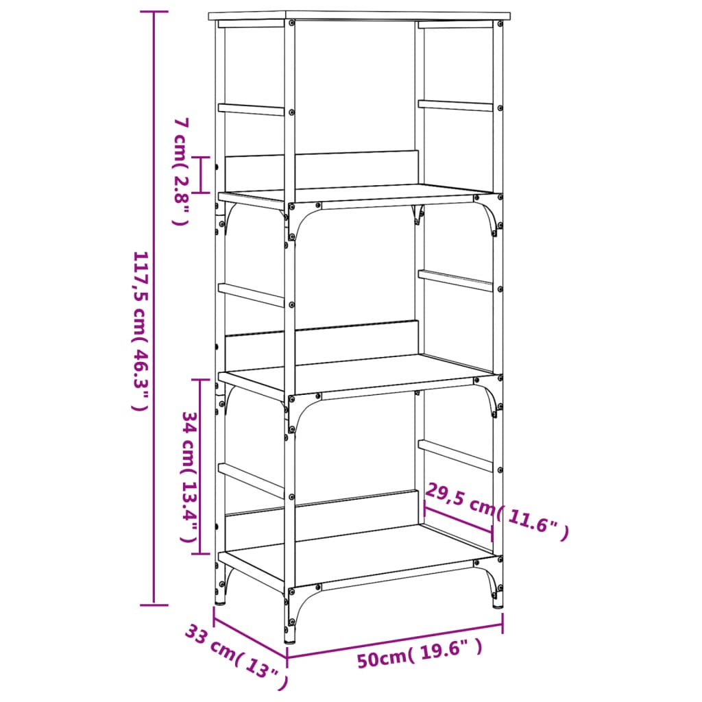 Bookshelf Black 50x33x117.5 cm Wood Material