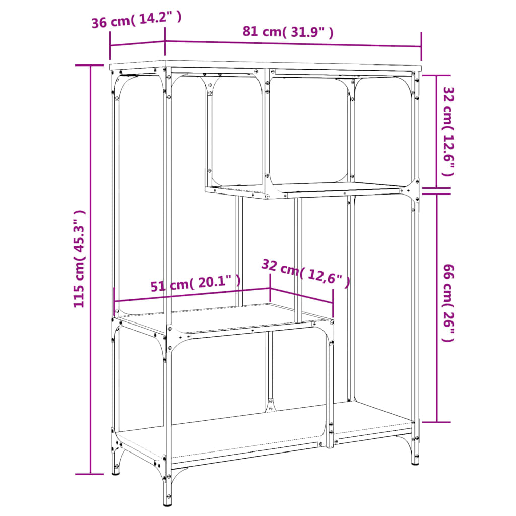 Bücherregal Schwarz 81x36x115 cm Holzwerkstoff und Stahl