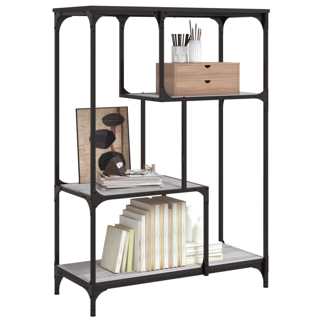 Bookcase Grey Sonoma 81x36x115 cm Wood and Steel