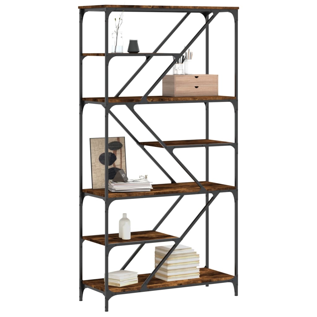 Bookshelf Smoked Oak 91x36x176 cm Wood Material and Steel