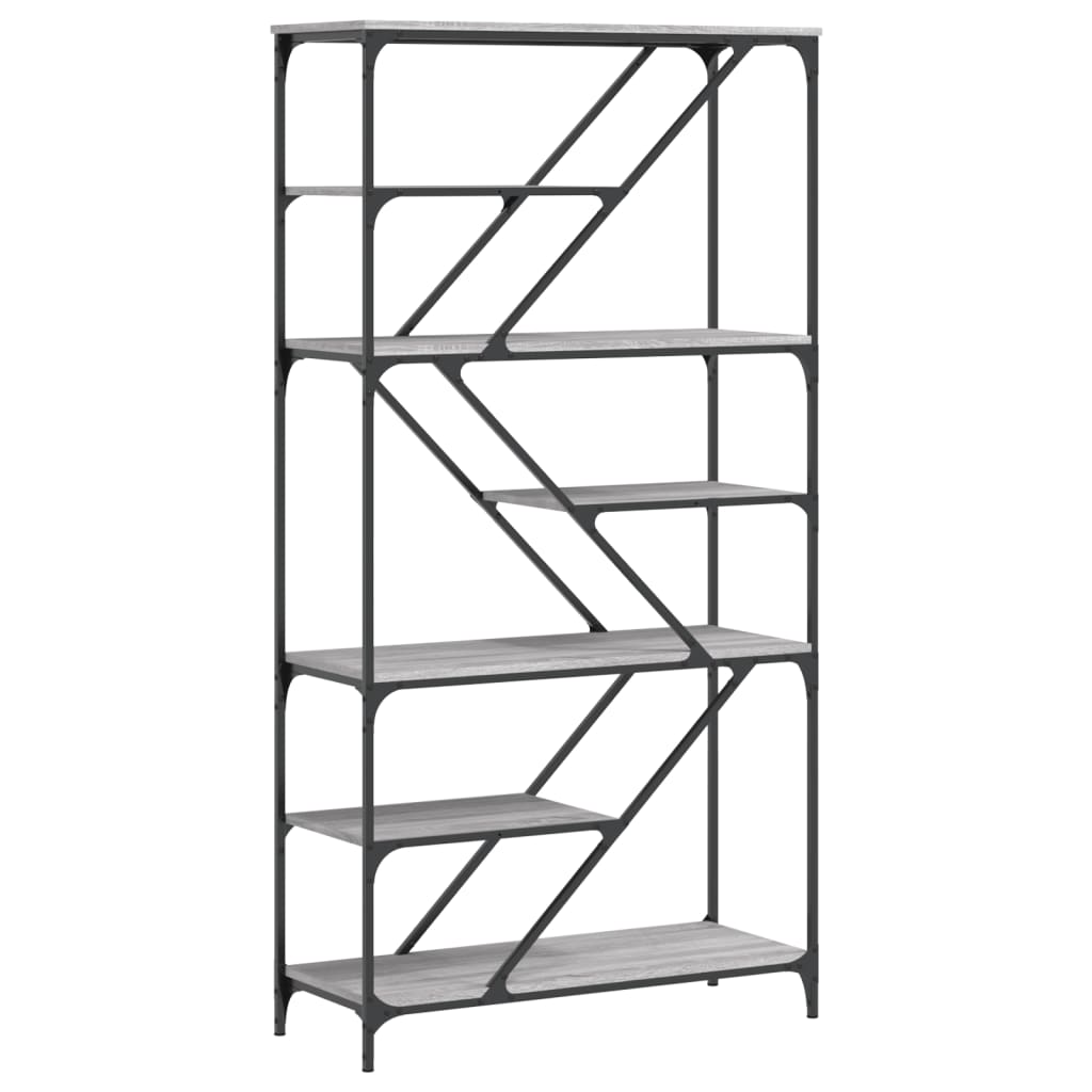 Bookcase Grey Sonoma 91x36x176 cm Wood and Steel