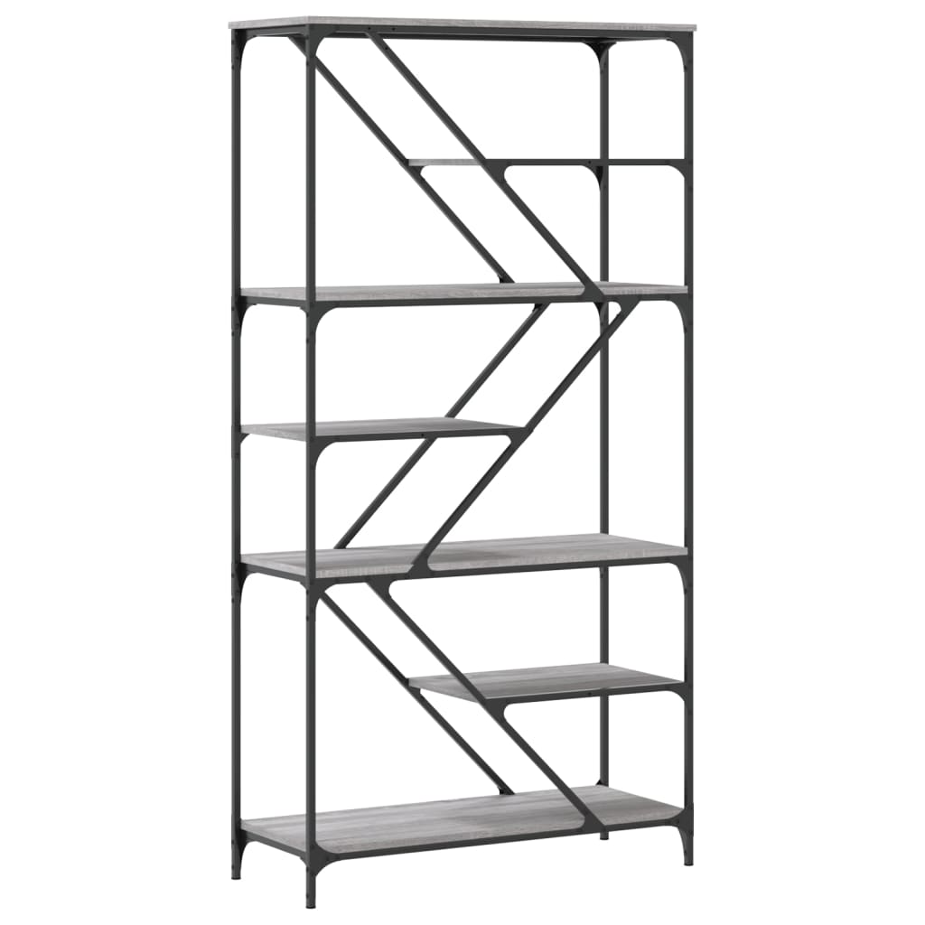 Bookcase Grey Sonoma 91x36x176 cm Wood and Steel