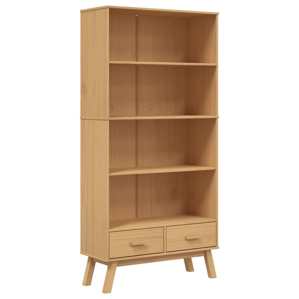 Bookcase OLDEN 4 compartments brown solid pine