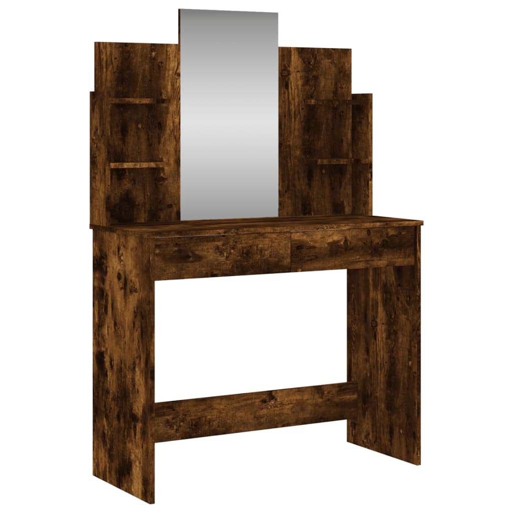 Dressing table with mirror smoked oak 96x39x142 cm