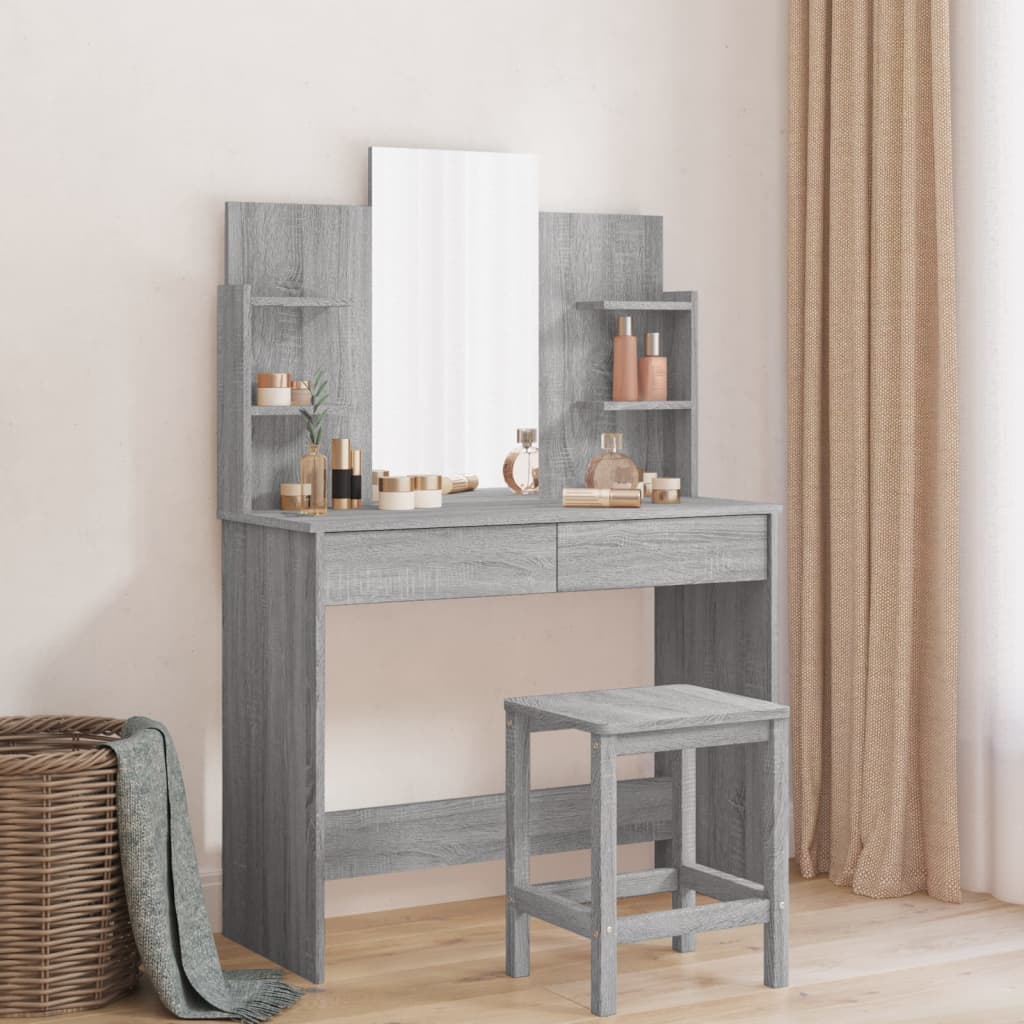 Dressing Table with Mirror Gray Sonoma 96x39x142 cm