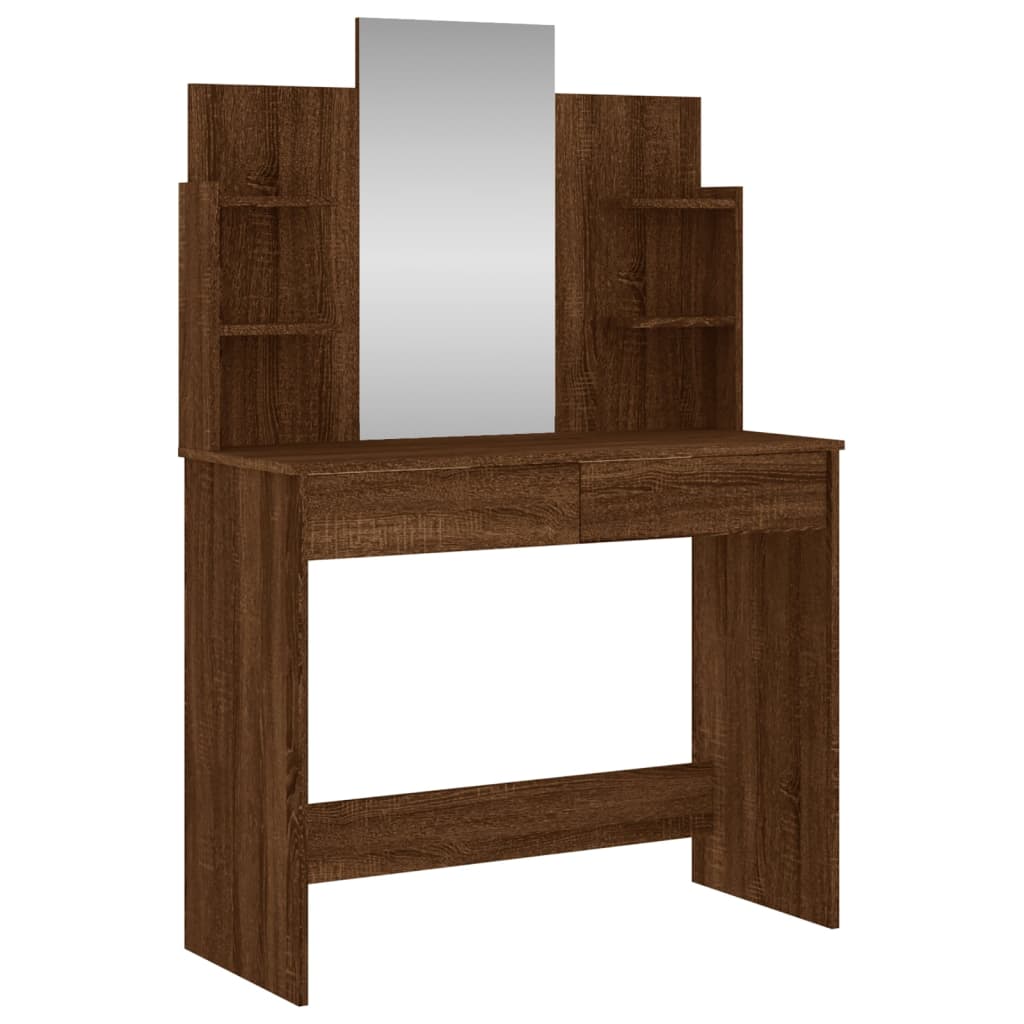 Dressing Table with Mirror Brown Oak Look 96x39x142 cm