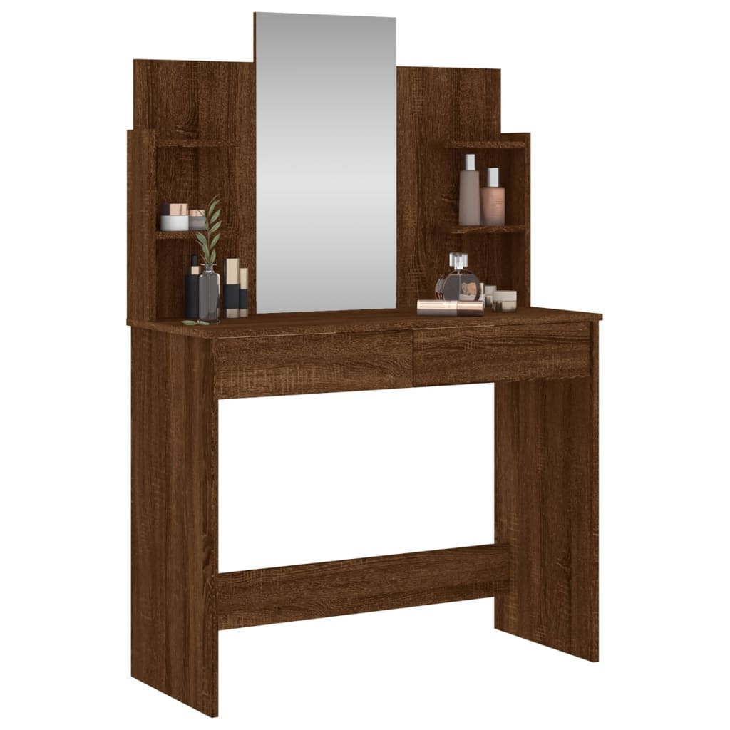 Dressing Table with Mirror Brown Oak Look 96x39x142 cm