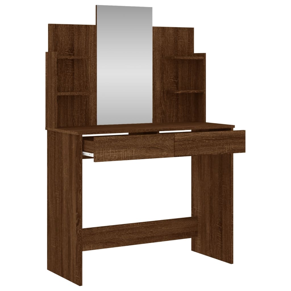 Dressing Table with Mirror Brown Oak Look 96x39x142 cm