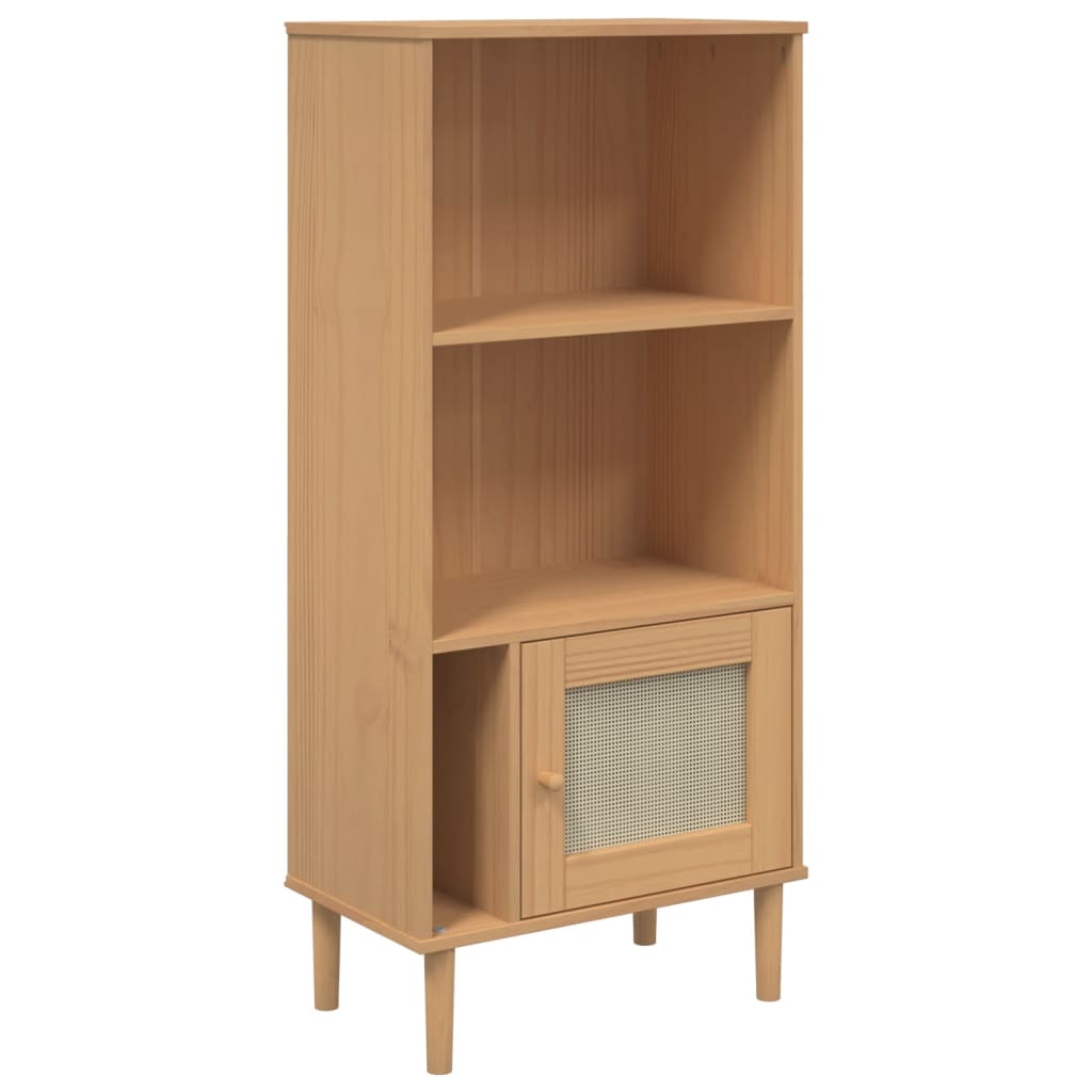 Bücherschrank SENJA Rattan-Look Braun 60x35x130 cm Kiefernholz