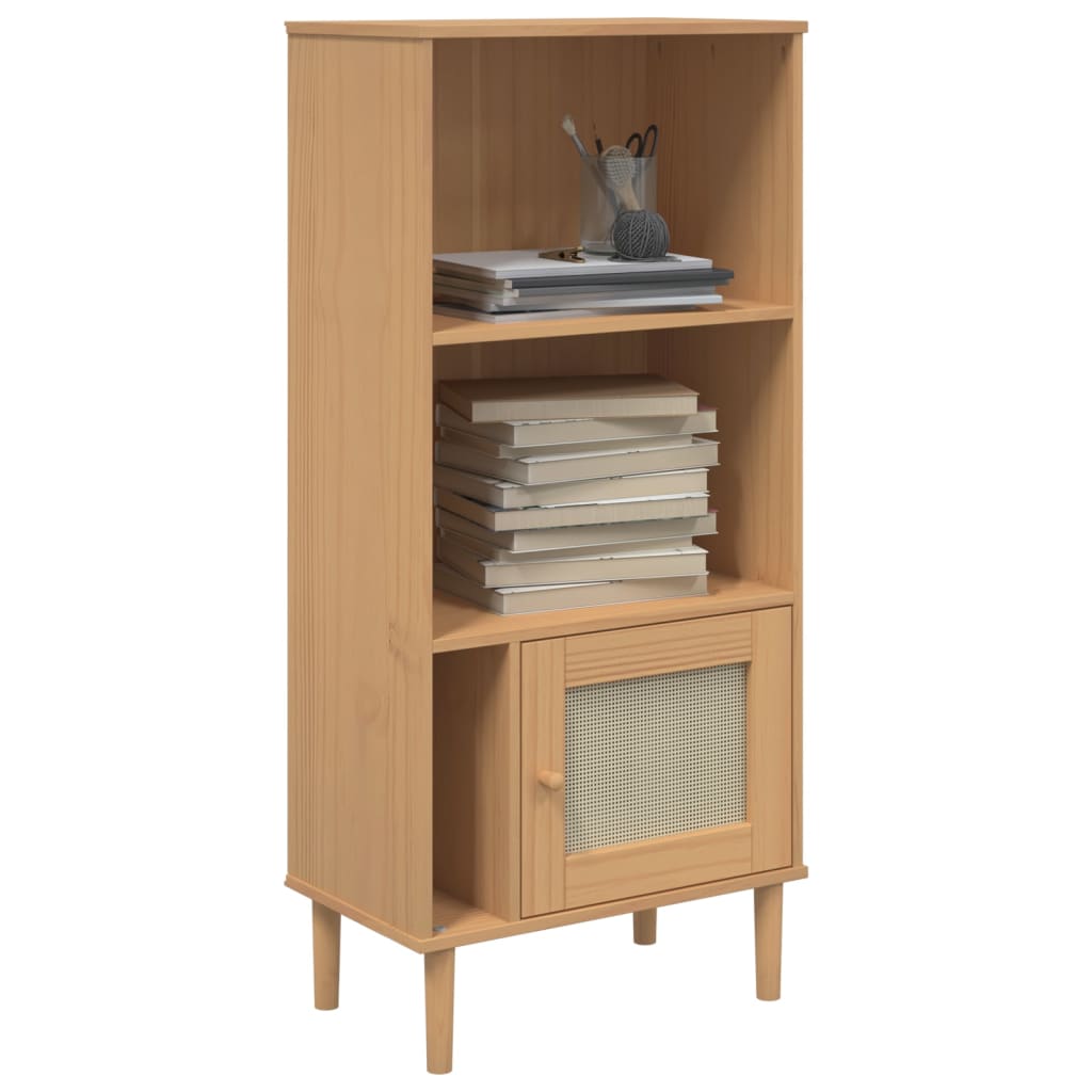 Bücherschrank SENJA Rattan-Look Braun 60x35x130 cm Kiefernholz