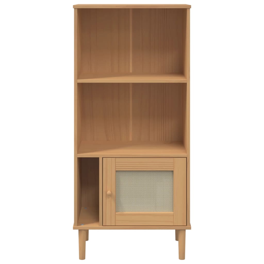 Bücherschrank SENJA Rattan-Look Braun 60x35x130 cm Kiefernholz