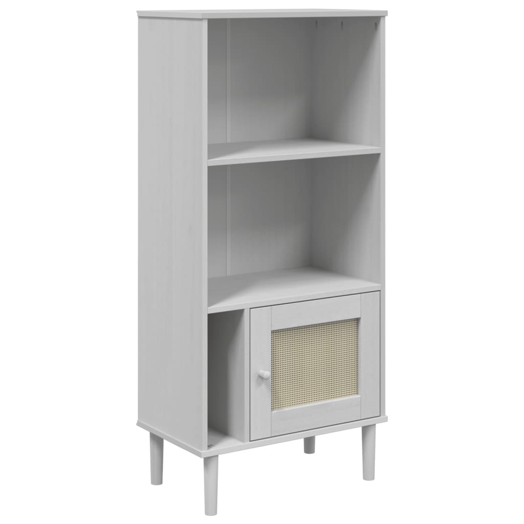 Bücherschrank SENJA Rattan-Look Weiß 60x35x130 cm Kiefernholz