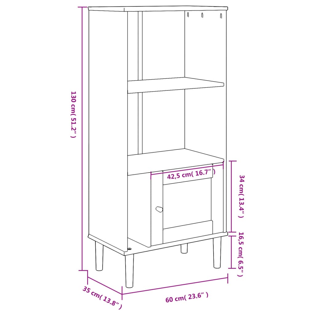 Bookcase SENJA Rattan-Look White 60x35x130 cm Pinewood