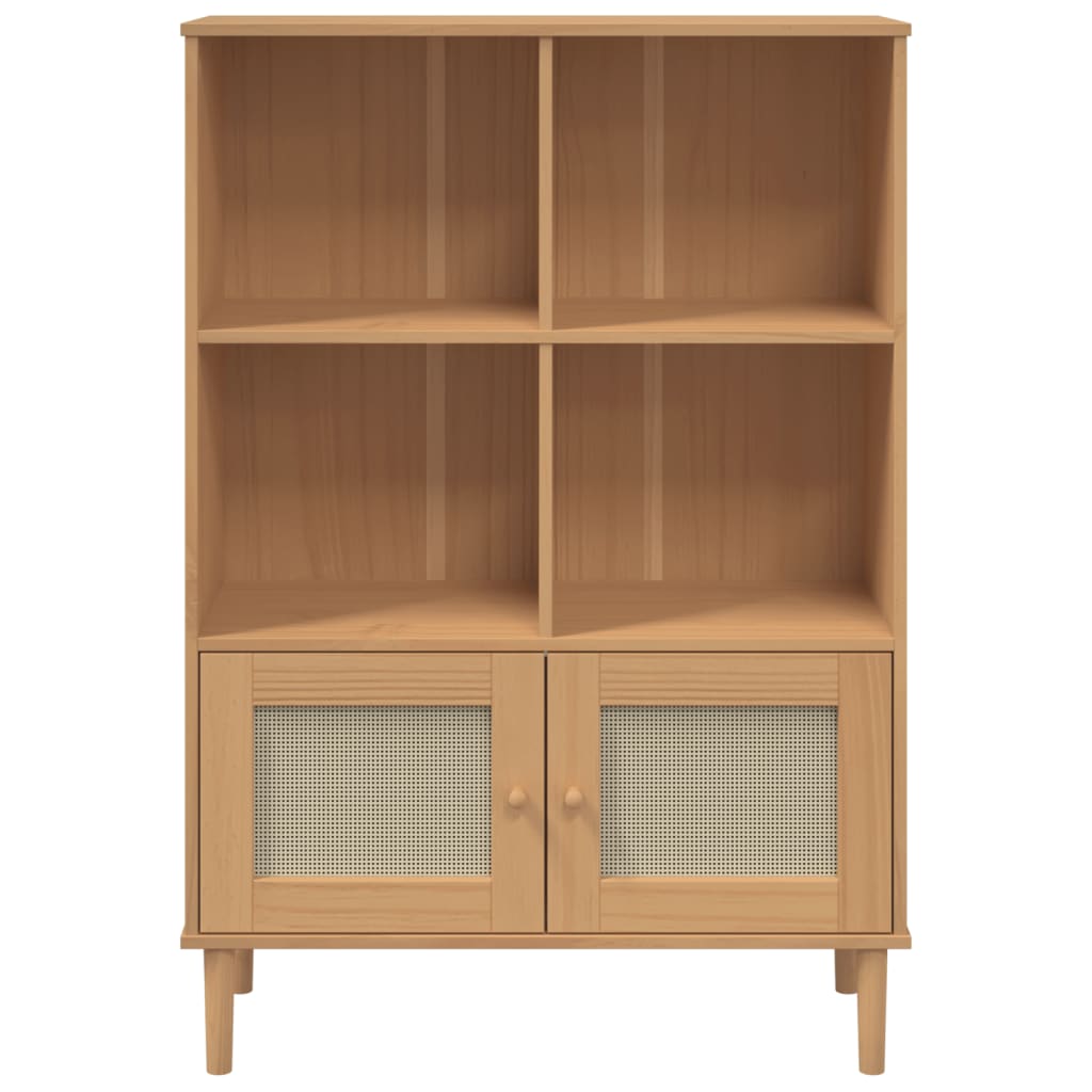 Bookcase SENJA Rattan-Look Brown 90x35x130 cm Pinewood