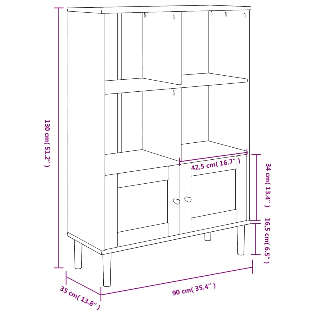 Bookcase SENJA Rattan-Look Brown 90x35x130 cm Pinewood