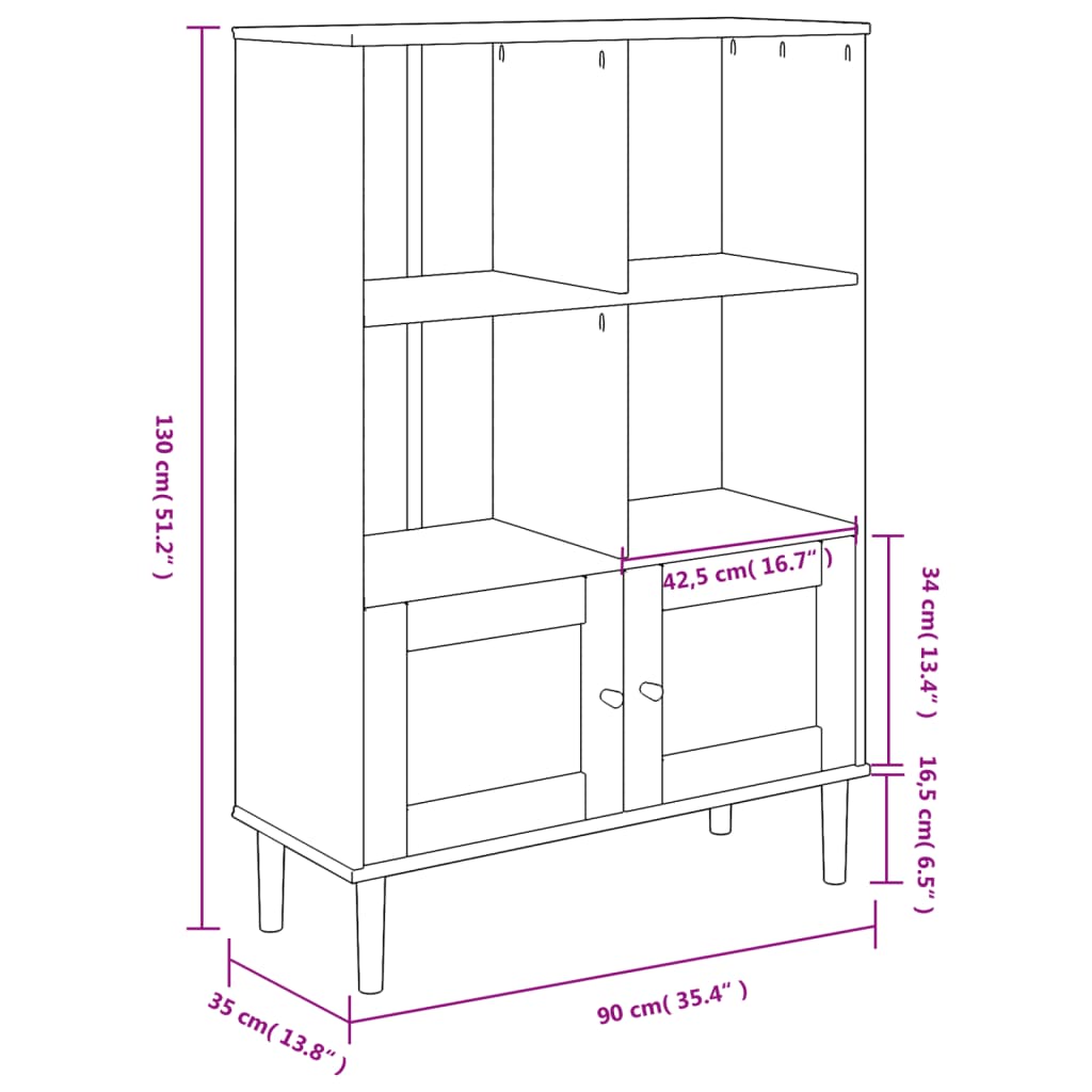 Bücherschrank SENJA Rattan-Look Weiß 90x35x130 cm Kiefernholz