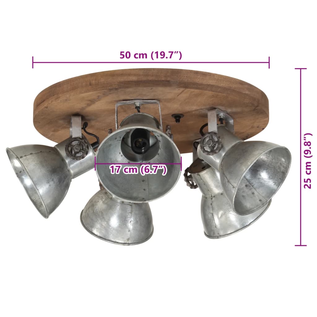 Ceiling light 25 W vintage silver 50x50x25 cm E27