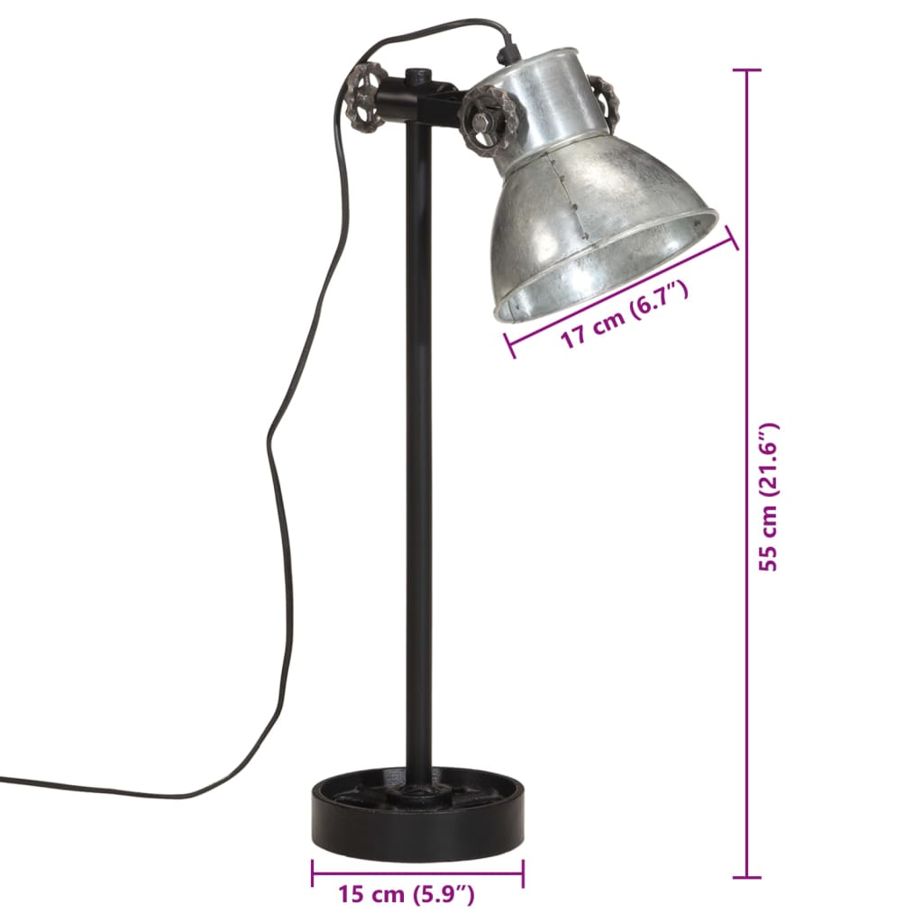 Desk Lamp 25 W Vintage Silver 15x15x55 cm E27