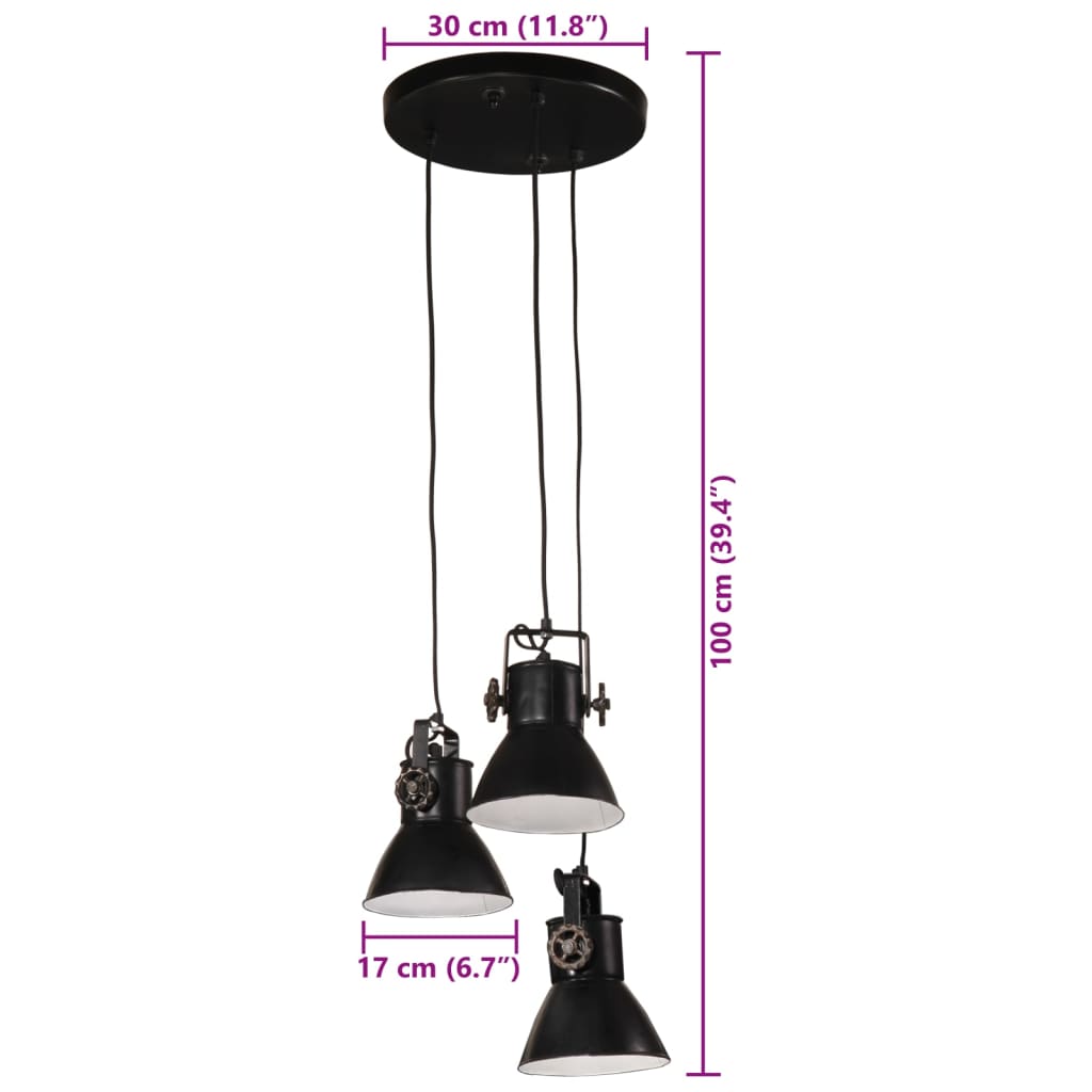 Hanging lamp 25 W black 30x30x100 cm E27