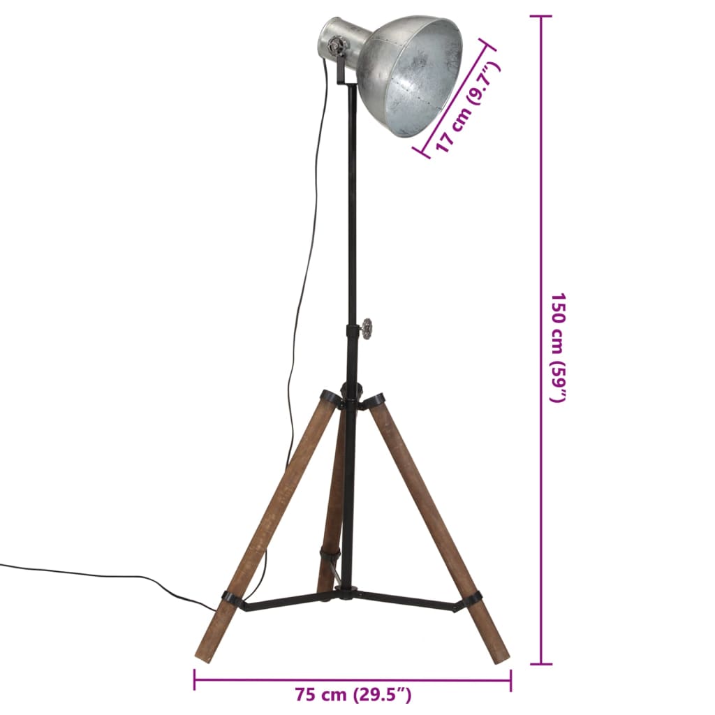 Floor Lamp 25 W Vintage Silver 75x75x90-150 cm E27