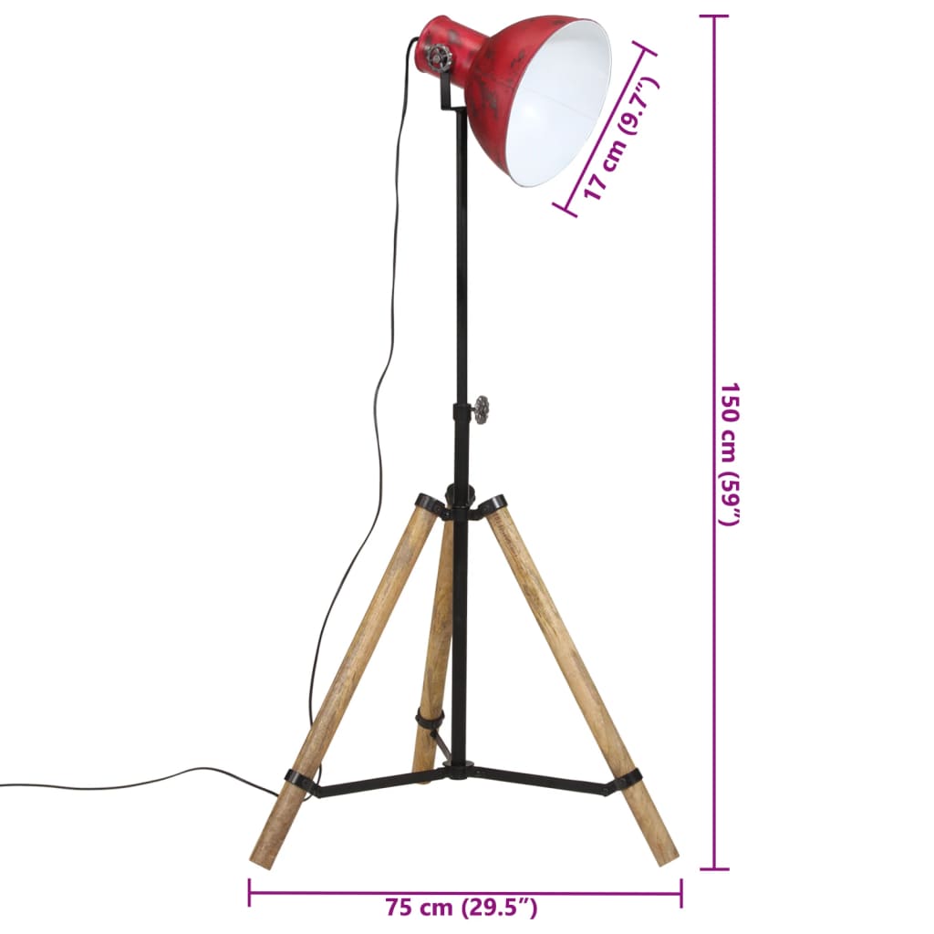 Floor Lamp 25 W Red 75x75x90-150 cm E27